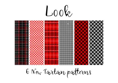 Set colorful tartan seamless patterns Stock Illustration