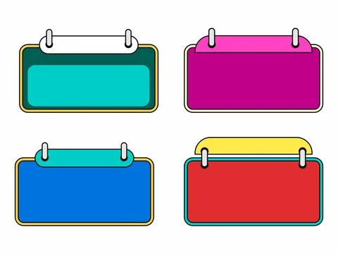 Set of Colorful Text Box Elements with Tabs and Large Rectangular Space for.. Illustrazione stock