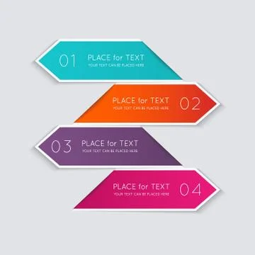 Set of colorful text box with steps, trendy colors. Stock Illustration