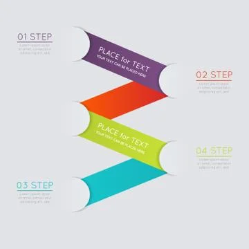 Set of colorful text box with steps, trendy colors. Stock Illustration