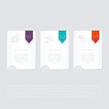 Set of colorful text box with steps, trendy colors. Stock Illustration