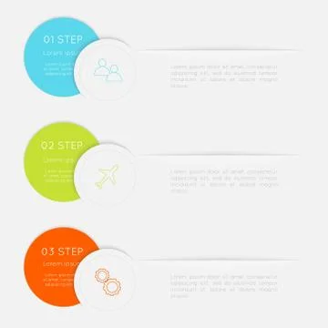 Set of colorful text box with steps, trendy colors. Stock Illustration