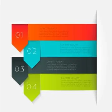Set of colorful text box with steps, trendy colors. Illustrazione stock