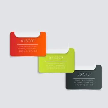 Set of colorful text box with steps, trendy colors. Stock Illustration