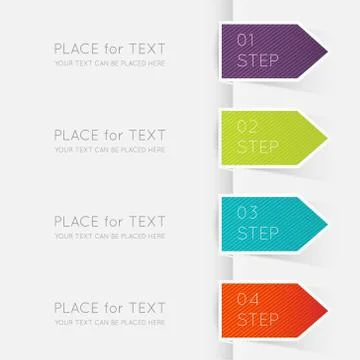 Set of colorful text box with steps, trendy colors. Stock Illustration