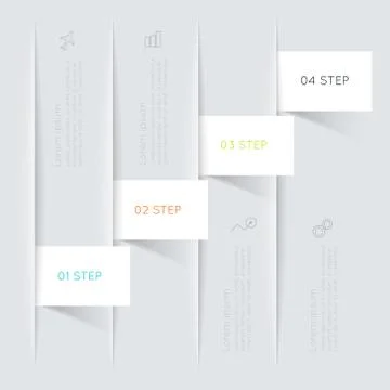 Set of colorful text box with steps, trendy colors. Stock Illustration