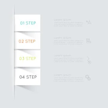 Set of colorful text box with steps, trendy colors. Stock Illustration