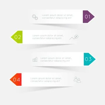 Set of colorful text box with steps, trendy colors. Stock Illustration