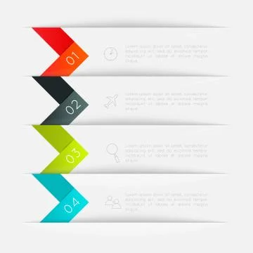 Set of colorful text box with steps, trendy colors. Stock Illustration