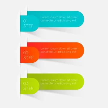 Set of colorful text box with steps, trendy colors. Illustrazione stock
