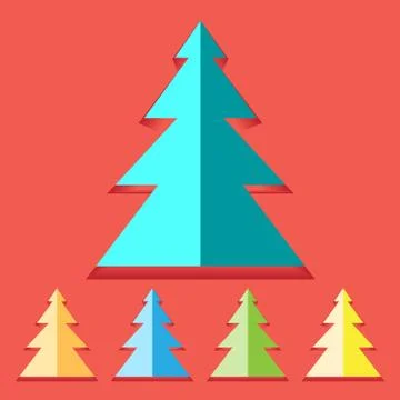 Set of colorful tree signs Stock Illustration