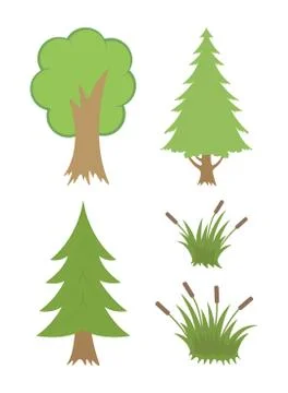 Set of Colorful Trees. Free Stock Illustration