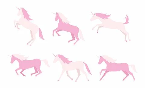 Set of colorful unicorns Stock Illustration