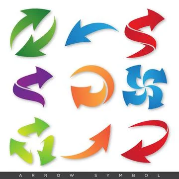 Set colorful vector arrows elements for your design with shadow Illustrazione stock