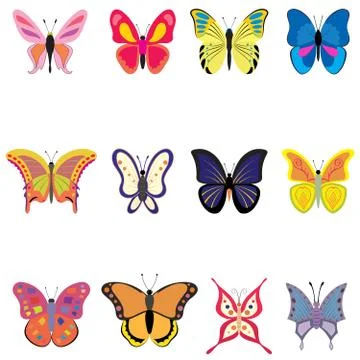 Set of colorful vector butterflies Stock Illustration
