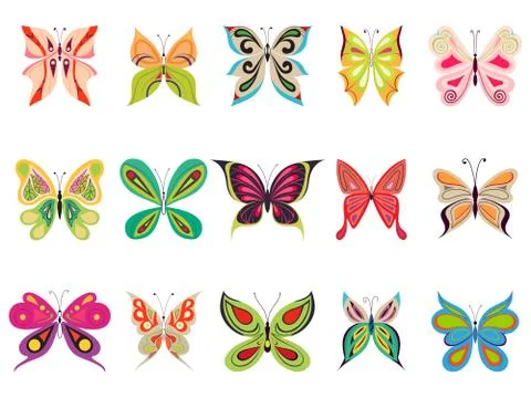 Set of colorful vector butterflies Stock Illustration