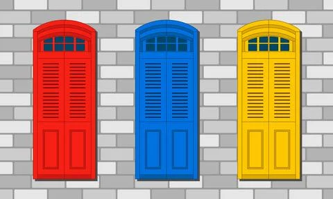 Set of colorful vector doors Stock Illustration