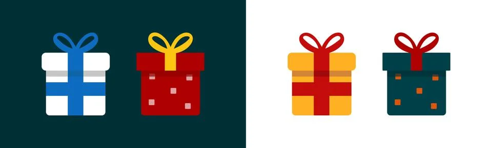 Set of colorful vector gift boxes with bows and ribbons. Stock Illustration