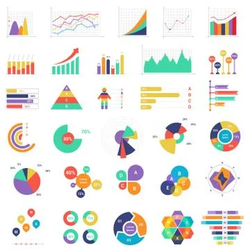 Set of colorful vector graphs and diagrams for finance, analytics and business イラスト素材