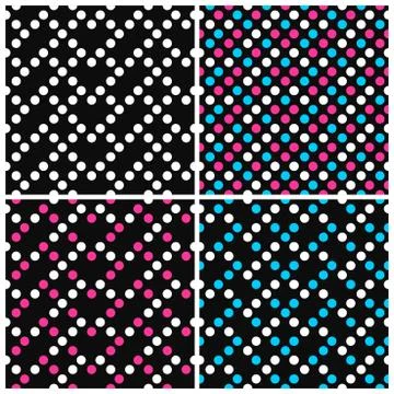 Set of colorful vector patterns with dots. Ilustração Stock