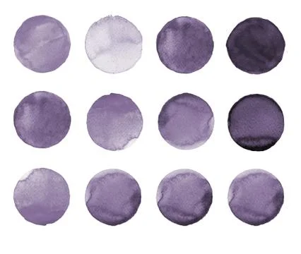 Set of colorful watercolor hand painted circle isolated on white. Illustrat.. Stock Illustration
