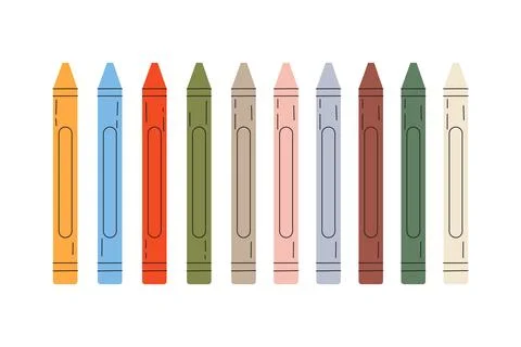 Set of colorful wax crayons Stock Illustration