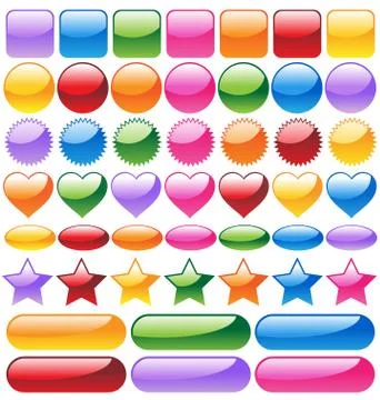 Set of colorful website buttons Stock Illustration