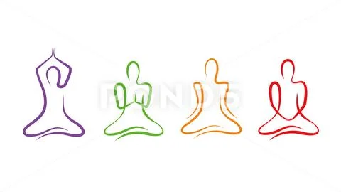 Yoga asana set. Set of men exercising yoga illustrations. Hand drawn sketch  vector illustration Stock Vector by ©liu_miu 479514942