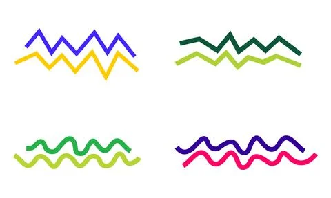 Set Of Colorful Zigzag Wave Lines For Abstract Decorative Border Element Stock Illustration