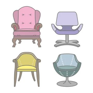 Set of colorfull vector armchairs Stock Illustration