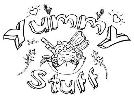 Set of coloring book elements with tasty childish things Stock Illustration