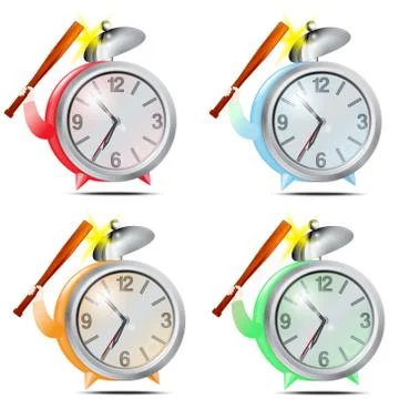 Set, colour alarm clocks Stock Illustration