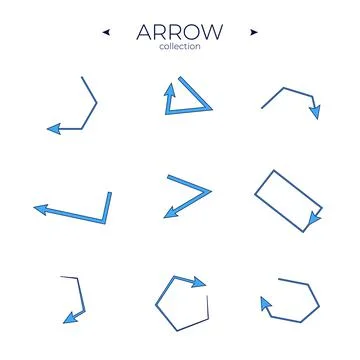 Set of colour arrows. Arrows vector collection. Abstract minimalistic patterns Stock Illustration