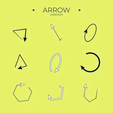 Set of colour arrows. Arrows vector collection. Abstract minimalistic patterns Stock Illustration
