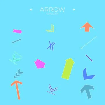 Set of colour arrows. Arrows vector collection. Abstract minimalistic patterns Stock Illustration