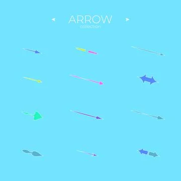Set of colour arrows. Colorful comic arrow. With elegant style. Symbol set Illustrazione stock