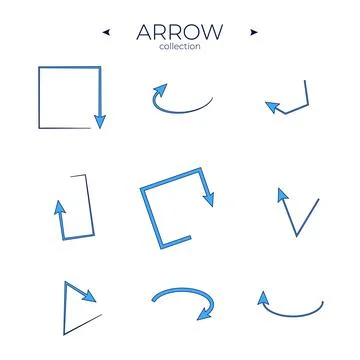 Set of colour arrows. Colorful comic arrow. Abstract minimalistic patterns. For Stock Illustration