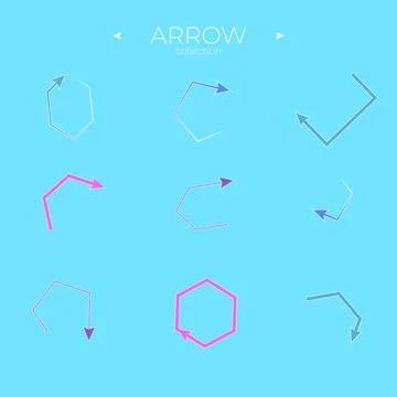 Set of colour arrows. Colorful comic arrow. With elegant style. Curly and wave Illustrazione stock