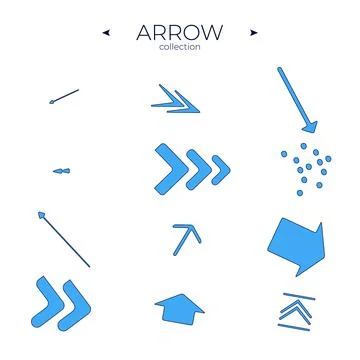 Set of colour arrows. Colorful comic arrow. With elegant style. Curly and wave Stock Illustration