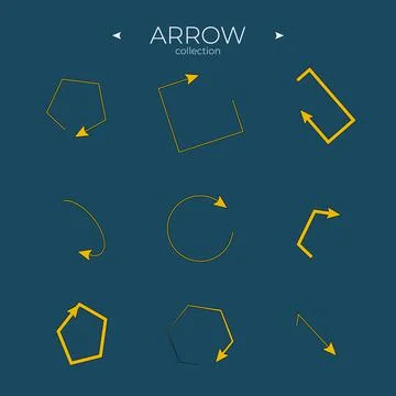 Set of colour arrows. Colorful comic arrow. With elegant style. Symbol set Illustrazione stock