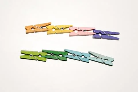 Set of colour clothespins. Stock Photos