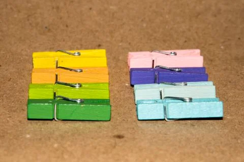 Set of colour clothespins. Stock Photos