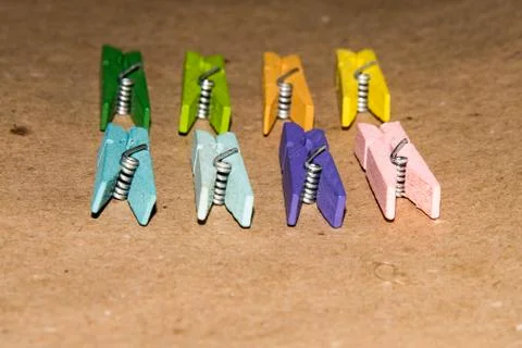 Set of colour clothespins. Stock Photos