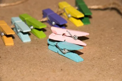Set of colour clothespins. 写真素材
