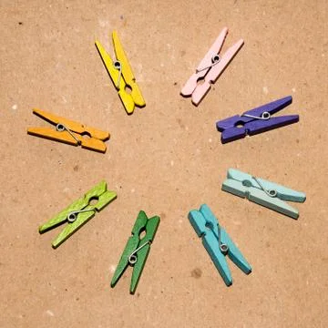 Set of colour clothespins. Stock Photos