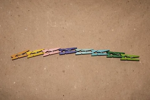 Set of colour clothespins. Stock Photos