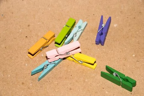 Set of colour clothespins. Stock Photos
