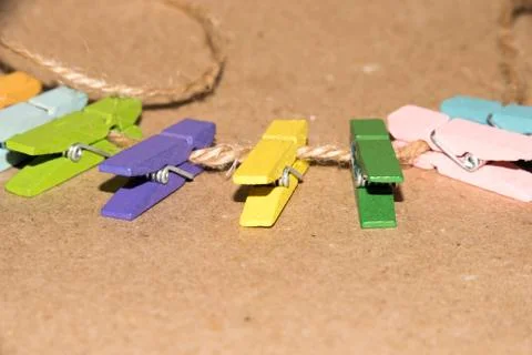 Set of colour clothespins. 写真素材
