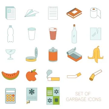 Set of  colour garbage signs Stock Illustration