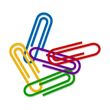 Set of colour paper clips isolated on white background, Vector illustration Illustrazione stock